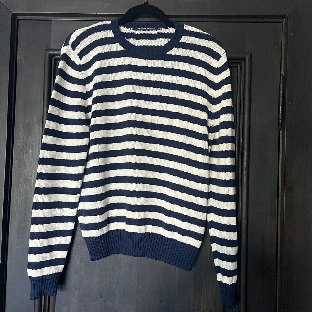 Brandy Melville Navy and White Striped Sweater